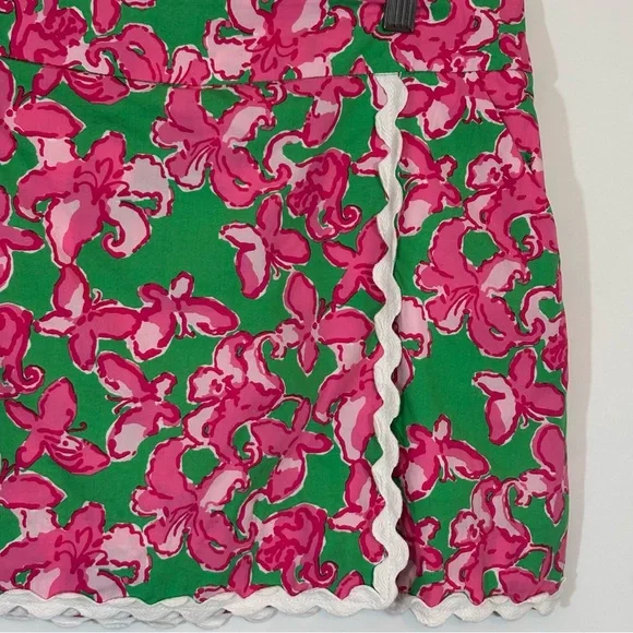 Lilly Pulitzer Jarvey Cotton Skort Skirt Sz 6 Pink Green All a Flutter Ric Rac - Picture 3 of 11